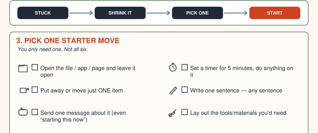 Smallest Next Step — pick one starter move